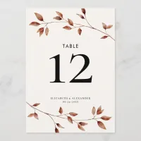 Modern Simple Botanical Fall Leaves Wedding Large