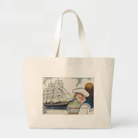 S is for ship large tote bag
