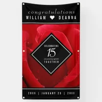 Elegant 15th Rose Wedding Anniversary Celebration Banner