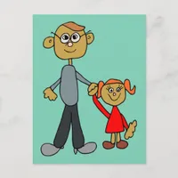 Best Daddy Father's Day Father Daughter Cartoon Postcard