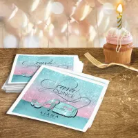 Glitter and Shine Quinceanera Teal/Pink ID701 Napkins