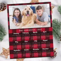 Budget 2025 Photo Red Plaid 12 Month Calendar Card