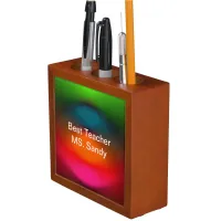 Best Teacher Add Name Red, Pink, Orange & Green Desk Organizer