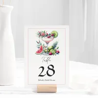 Pink Margarita Bridal Shower Table Number