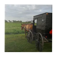 Amish Horse and Buggy at Sunset Tile