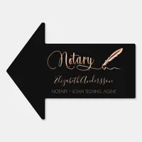 Notary loan signing agent black rose gold arrow sign