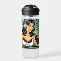 Pretty Pop Art Deejay Jamming Water Bottle