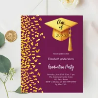 Graduation party burgundy gold invitation