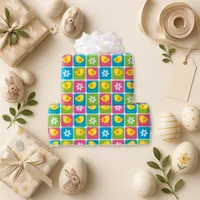 Bright Yellow Vintage Flowers Chicks Pattern Wrapping Paper