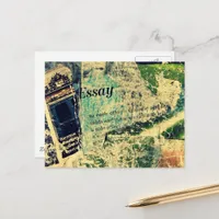 Colorful Abstract Essay Mixed Media Collage Postcard