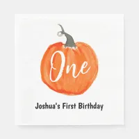 Cute watercolor pumpkin first birthday  napkins