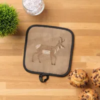 Southwest Pronghorn Walking Antelope Tan Pot Holder