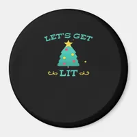 Let's Get Lit Funny Drunk Drinking Christmas Tree  Magnet