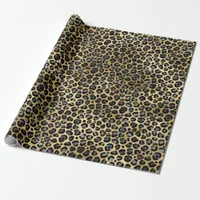 Black and Gold Leopard Spot Pattern Wrapping Paper