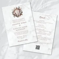 Rococo Monogram Crest All in One Wedding Invitation