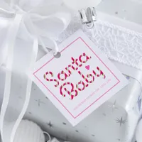 Santa Baby Pink Holiday Baby Shower Favor Tags