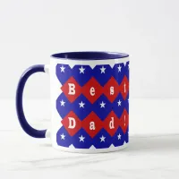 Best Dad Stars & Diamonds Typography Red & Blue Mug