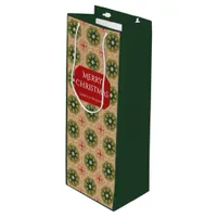 Old-fashioned Green Pine Red Lace Christmas  Wine Gift Bag