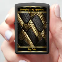 Beautiful black and gold snake skin zippo lighter