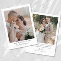 Minimalist Best Day Ever Photo Wedding Thank You Card