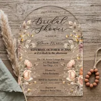 Boho Terracotta Autumn Floral Arch Bridal Shower Acrylic Invitations