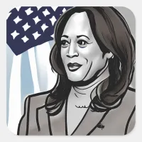 Caricature of Kamala Harris Political Square Sticker