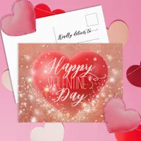 Magical Shimmering Shining Red Heart Valentine's  Postcard