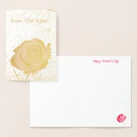 Rose dorée pour la fête des mères foil card