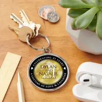 Elegant 21st Brass Wedding Anniversary Celebration Keychain