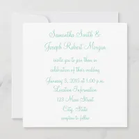 White and Seafoam Green Wedding Invitation