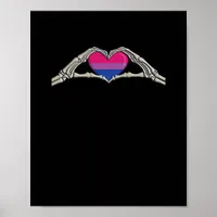 Bone Hands Heart Bisexual Goth Minimal Design Poster