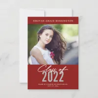 Modern Elegant Graduate | Red Graduation Photo Announcement