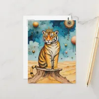 Beautiful Cute Tiger in a Gold Crown Postcard