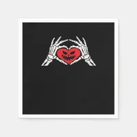 Skeleton Hands A Heart Spooky Halloween Napkins