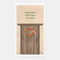 Southwest Chile Wreath on Rustic Wood Door Paper Guest Towels