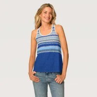 Tank Top - Crochet Stripes in Blue