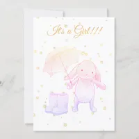 *~* Gold Bunny Umbrella Baby  Shower Invitation