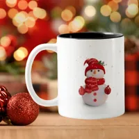 Christmas Three Dimensional Sowman Two-Tone Coffee Mug