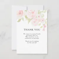 Blush Pink Rose Floral Watercolor Wedding Thank You Card