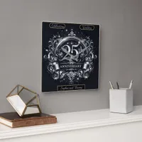 Shimmering Silver: 25th Anniversary Square Wall Clock