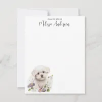 Maltese Dog Cute Puppy Watercolor Personalized Note Card