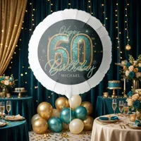 Stylish Chic Teal and Gold 60th Birthday Party Balloon