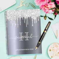 Silver glitter drips glam appointment book planner