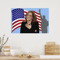 Vice Pres Kamala Harris Flag Statue of Liberty Poster