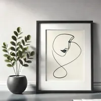 Minimalist Face Continuous Line Art Print