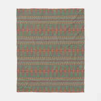 Southwest Sagebrush Green Geometric Design  Fleece Blanket