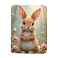 Cute little bunny surrounded by flowers  magnet