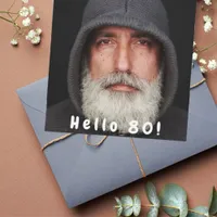 80th birthday party photo hello 80 guy white invitation