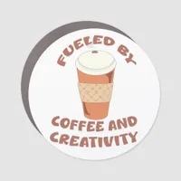 Fueled By Coffee and Creativity Lifestyle Slogan Car Magnet