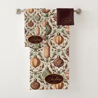 Earth Tones Christmas Pattern#12 ID1009 Bath Towel Set